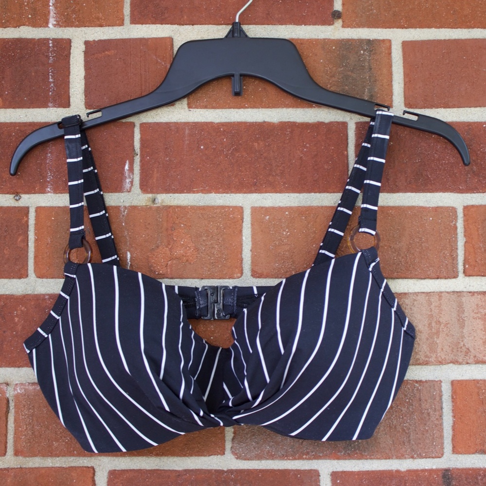 PRIMARK Black & White Stripped Bikini Top